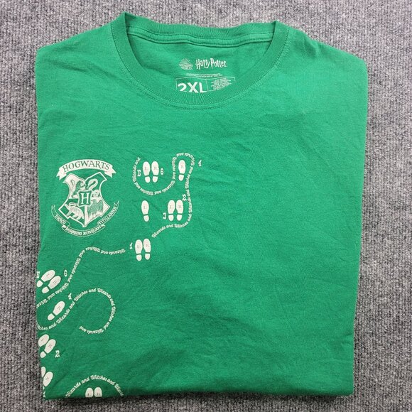 Harry Potter Hogwarts Footprints Mens Green Tee 2XL Witches Wizards Dance - Picture 2 of 8